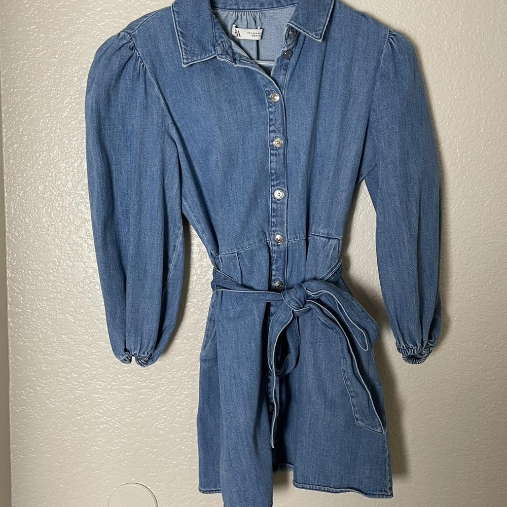 Zara Light Blue Denim Dress